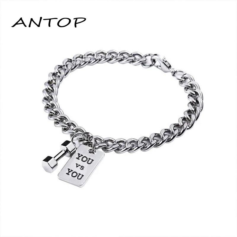 1 Pcs Gelang Couple Pasangan Teman Rantai Logam Titanium Baja Tahan Karat Perak You and Me Bracelet ANTOP