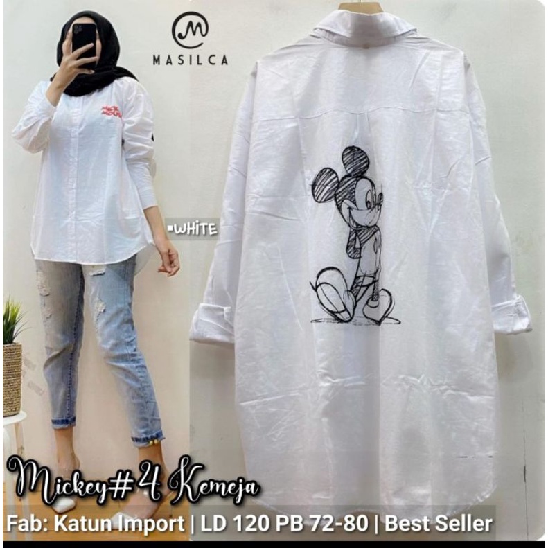 mickey#4 kemeja/kemeja putih wanita/kemeja putih jumbo