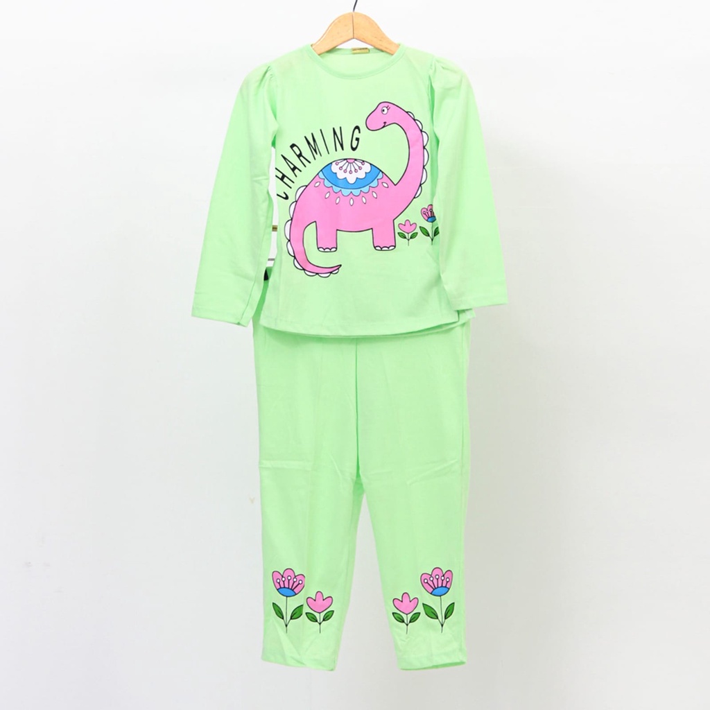 Baju Tidur Kaos Anak Perempuan/Piyama Panjang Umur 3 -12 tahun/Setelan Piama Anak Cewek
