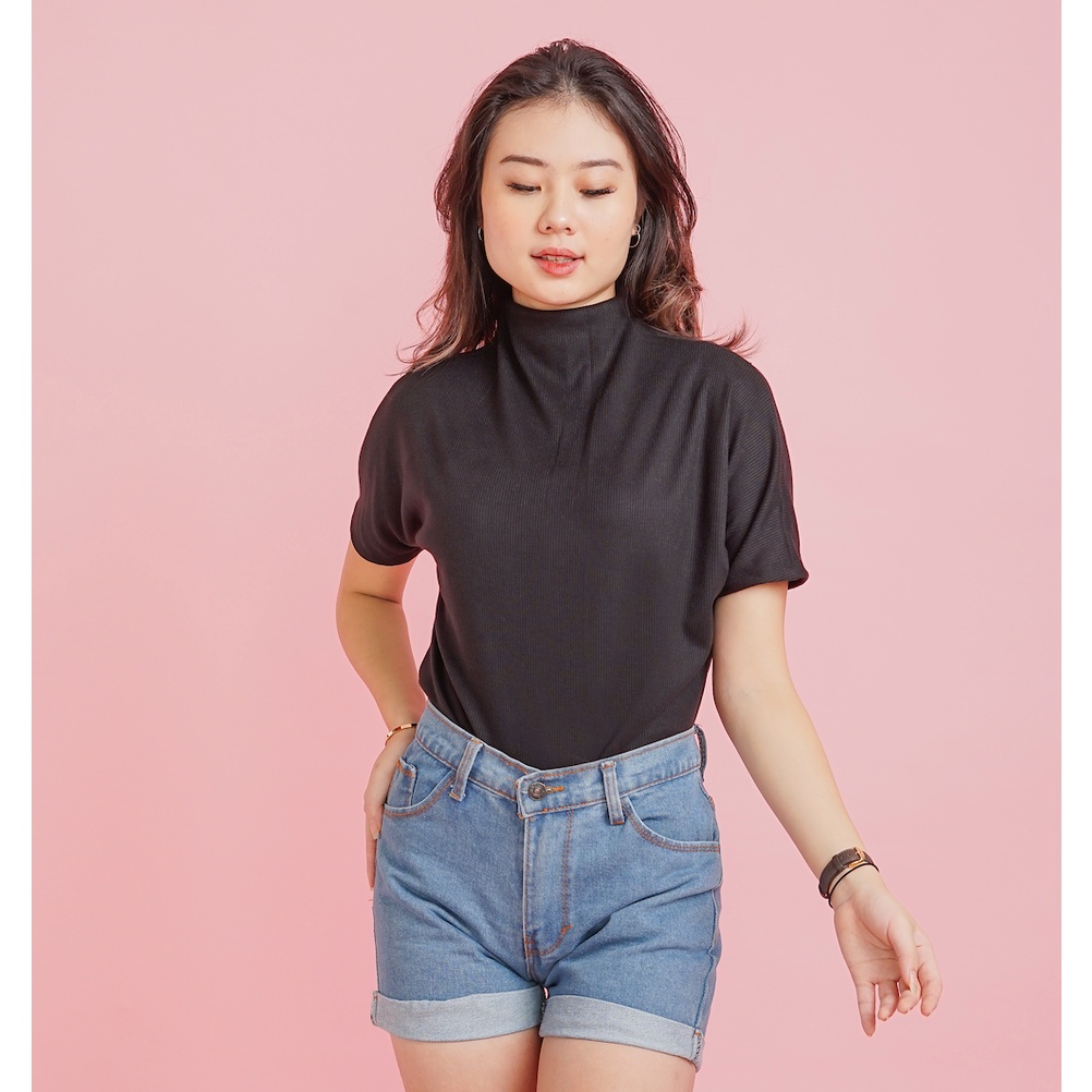 MODAVIE - CHERYL Rib Knit Top Atasan Wanita Blouse Turtle Neck