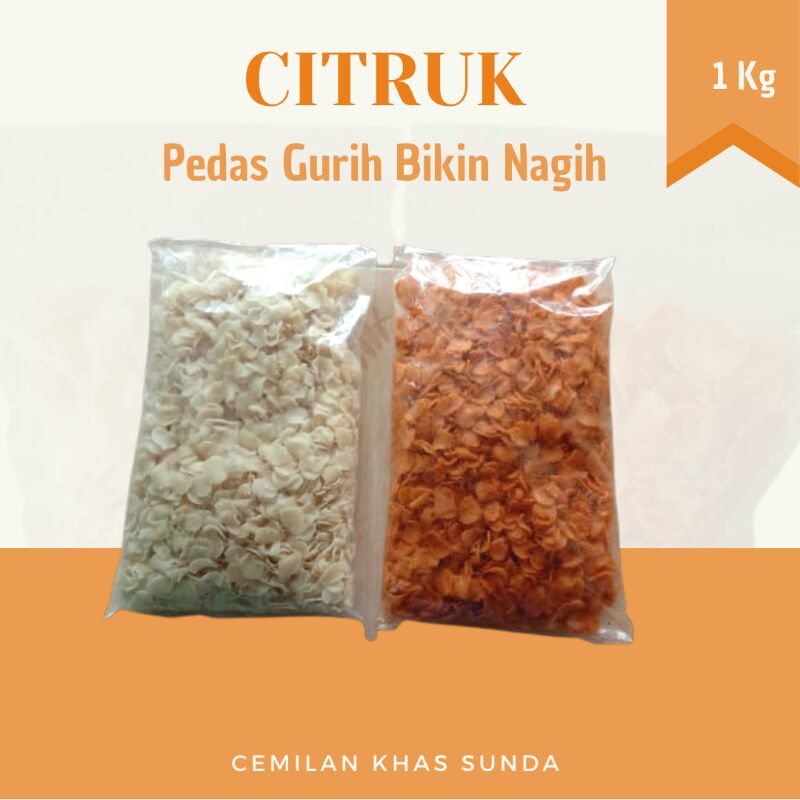 

Snack kiloan, Jajanan murah, Keripik, Citruk pedas gurih, Kemasan 1Kg