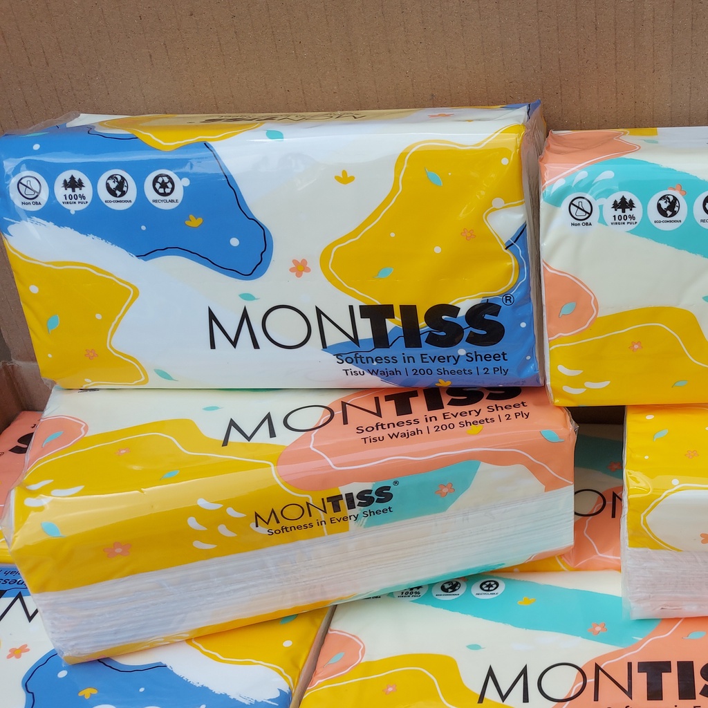 Tisu facial nice 180 sheet 2 ply dan peony dan besmarttis 180sheet montis 150-Montis 200 sheet