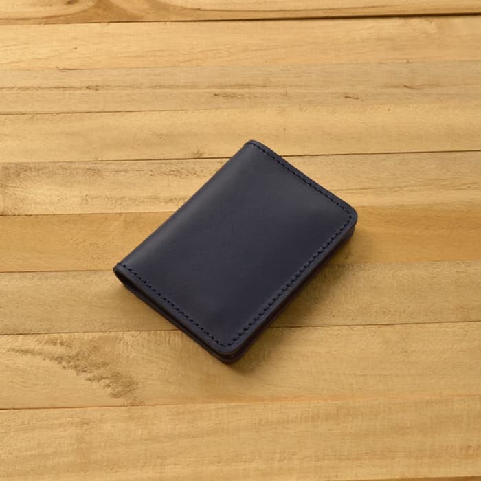 dompet kartu kulit asli model lipat 8 slot kartu - card wallet biru