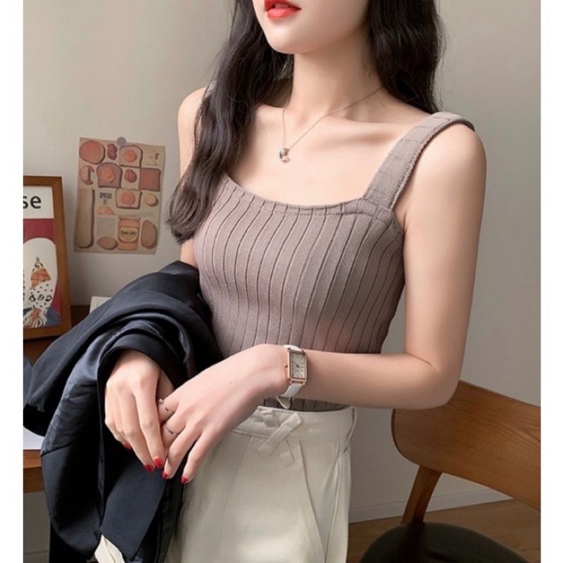 Tanktop MINATO Rajut Tali - Atasan Knit Korean - Tanktop Wanita