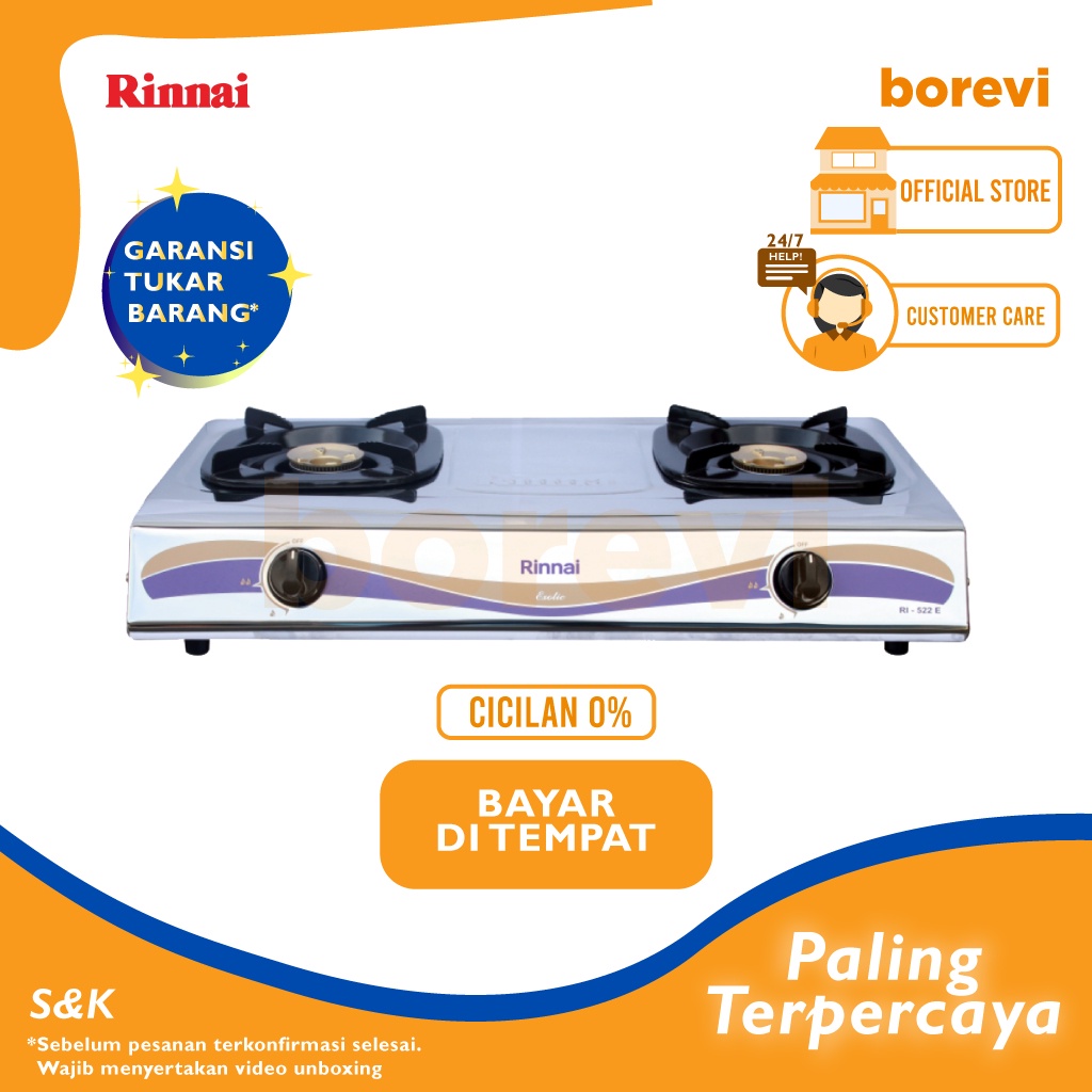 KOMPOR GAS RINNAI 522E / KOMPOR GAS 2 TUNGKU