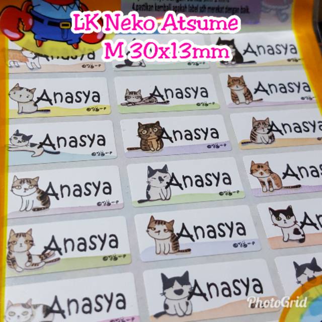 

NEKO ATSUME label kain / label baju tahan air tahan kucek
