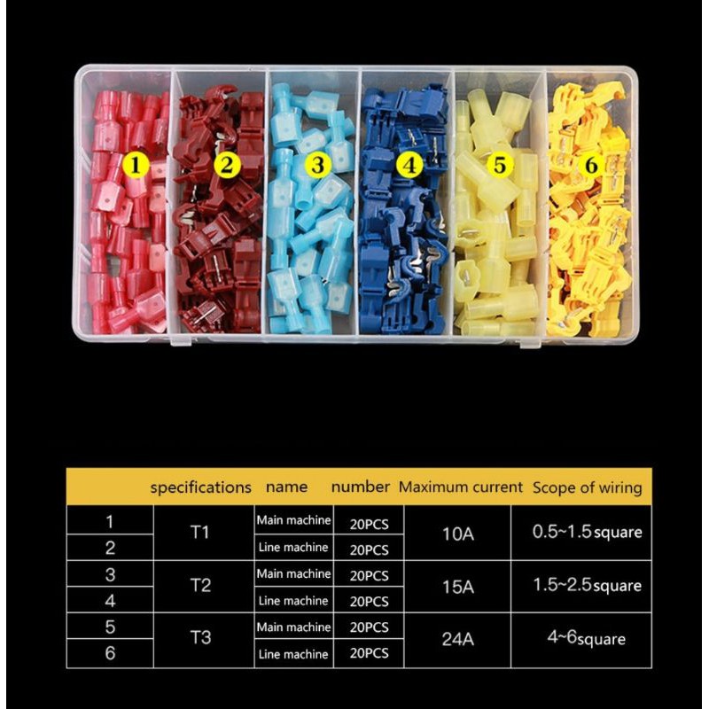 Terminal Insulated Connector T Tap 120 pcs