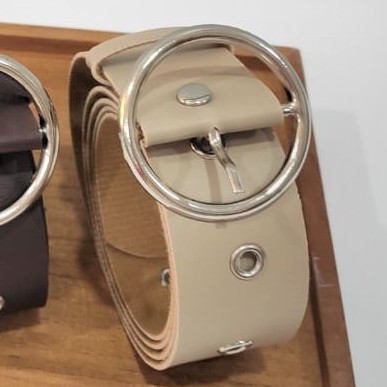 VANILLESHOP - Ikat Pinggang Wanita Ring Belt KOREA BELTIC EYELETS STRADY-OVO CREAM