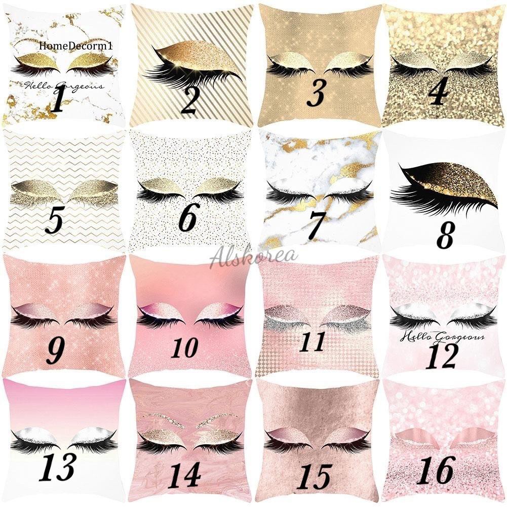 Sarung Bantal Sofa Eyelash 45x45 Bulu Mata Fashion Beauty