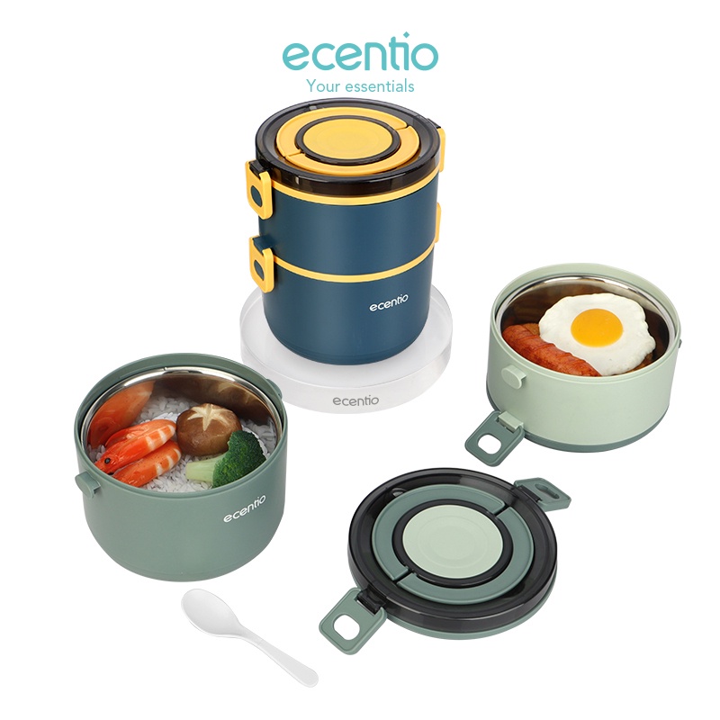 Tempat Makan ecentio Lunch Box 304 stainless steel Kotak Makan 1600ml tempat mankan 2 layer lunch bo
