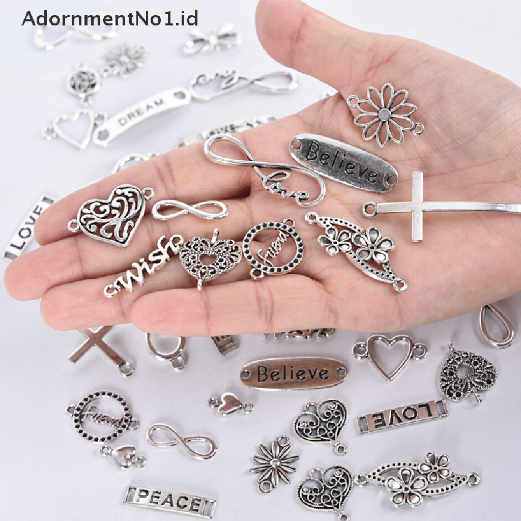 (AdornmentNo1) 50 Pcs Liontin Kalung / Gelang Desain Salib / Infinity Antik DIY