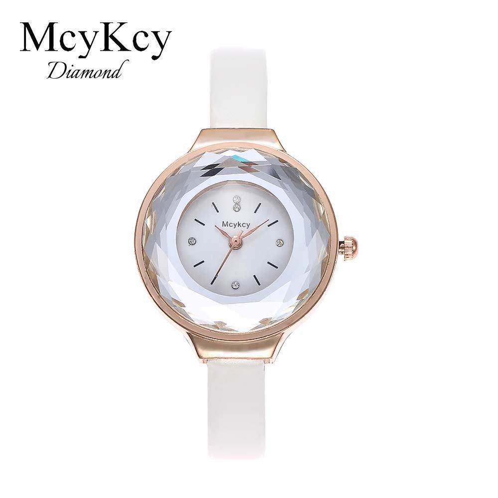 Mcykcy Diamond - Putih - Jam Tangan Leather Fashion Wanita - Model Analog