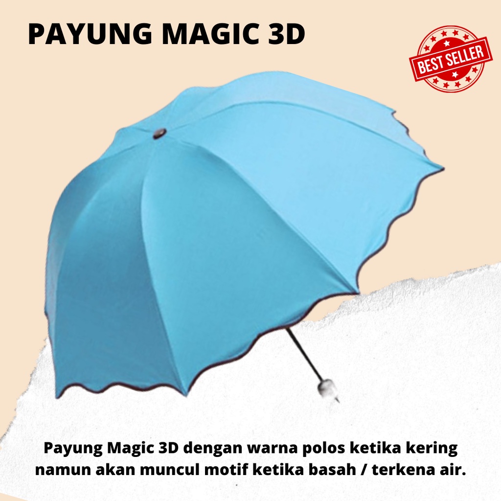 PAYUNG 3D (FREE BUBBLE) Payung Hujan dengan Motif yang Muncul ketika Basah