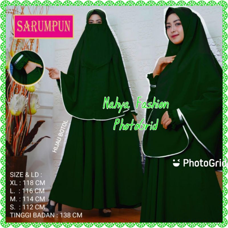 Gamis Syar'i Set Cadar Wolfis Hijau Botol