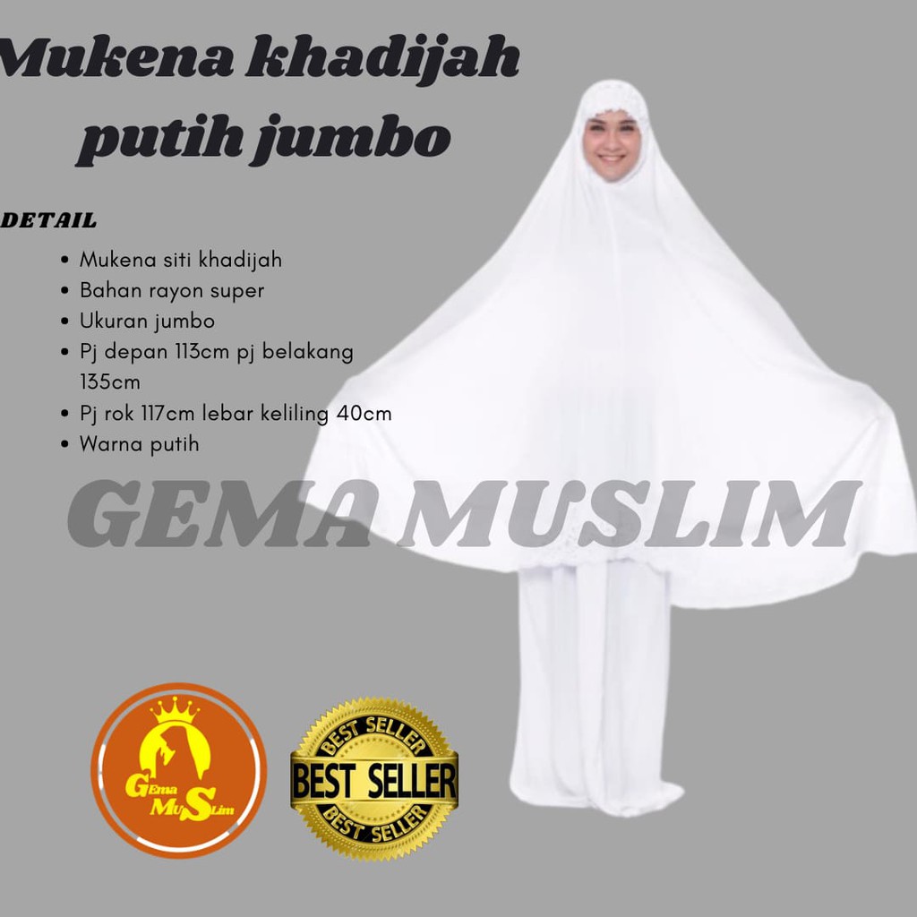 mukena khadijah putih jumbo