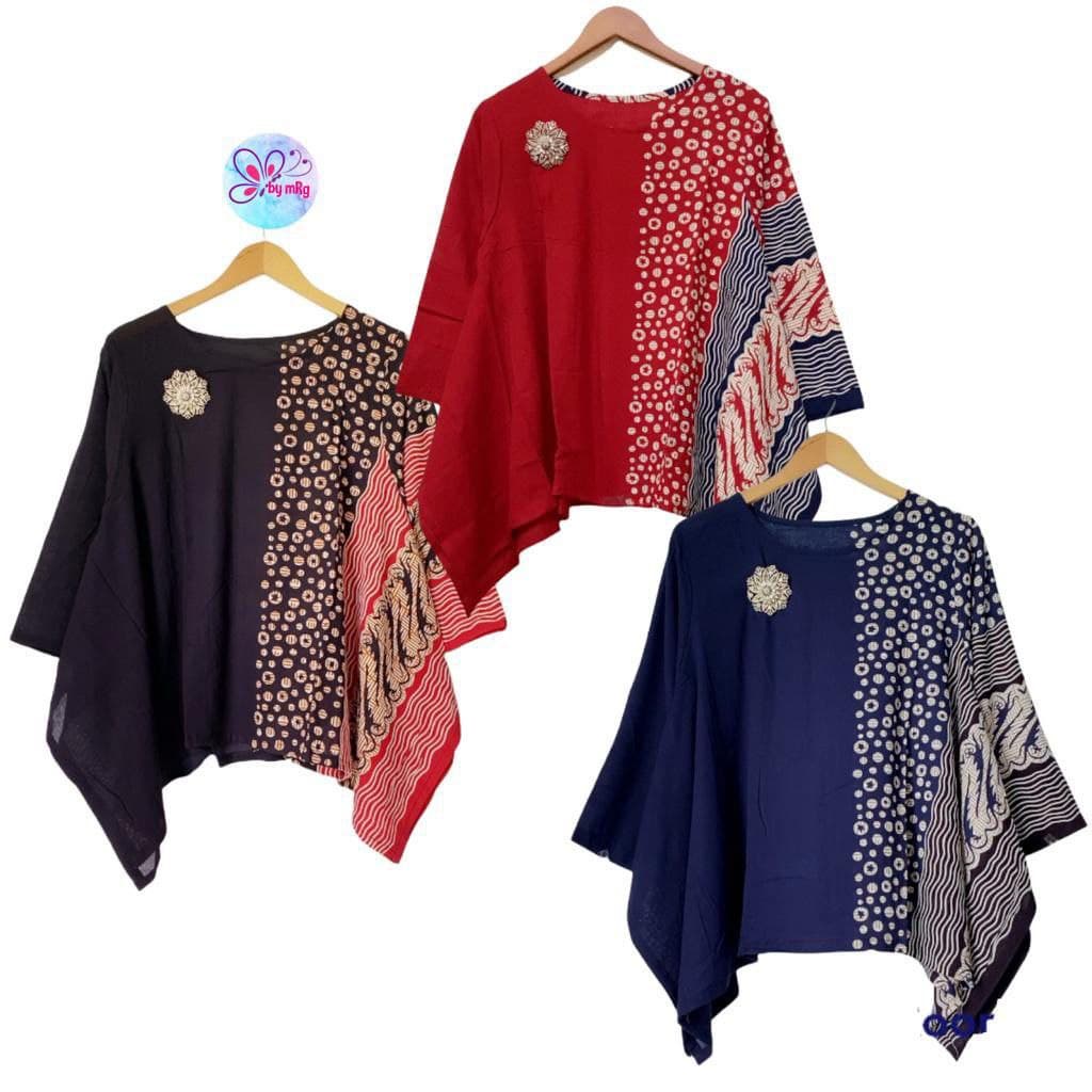 PREMIUM PARIS Blus Seling Kerikil Batik Polos Jumbo Koin Katun Atasan Baju Wanita Kerja Premium Modern