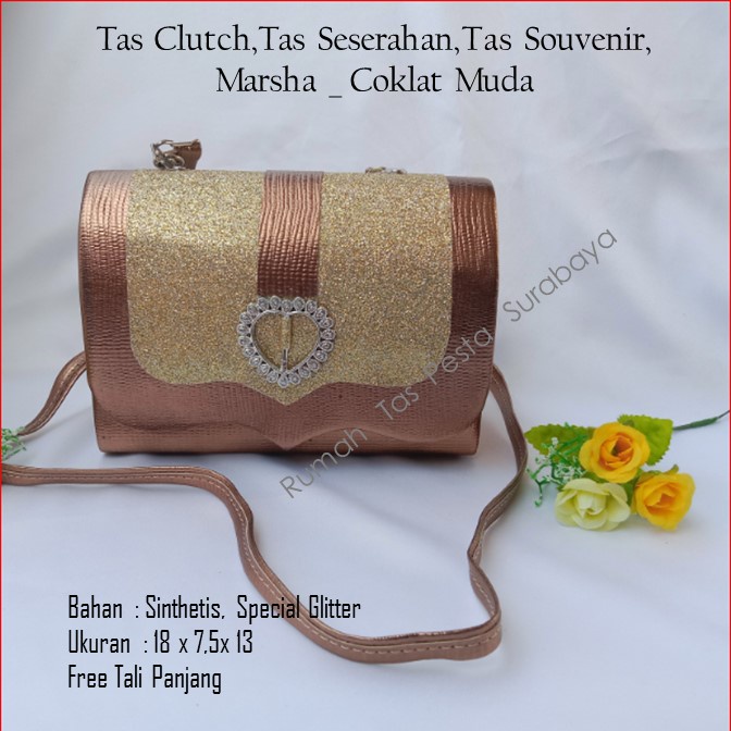 Tas Clutch,Tas Seserahan,Tas Souvenir,Marsha _ Coklat Muda