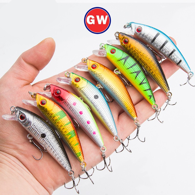 Umpan Pancing Buatan Umpan Pancing Top Water Lure Kail Pancing Alat Pancing relix nusantara Plastic Bait Umpan Mancing Alat Pancing Murah Minnow Lure Umpan Mancing Umpan Ikan 1Pcs 70mm/7.9g