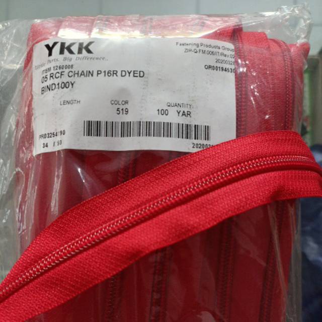 Resleting YKK roll no 5 atau resleting YKK meteran no 5