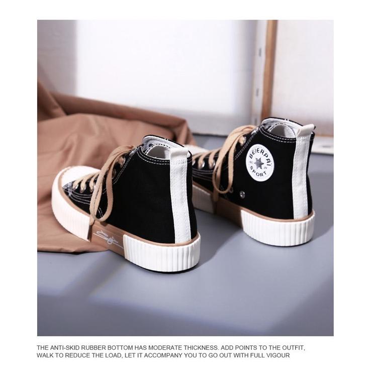 Idealifeshoes Sepatu Cewek Canvas Hitam Motif Signature Korea Style Sneaker Perempuan Trend Kanvas T