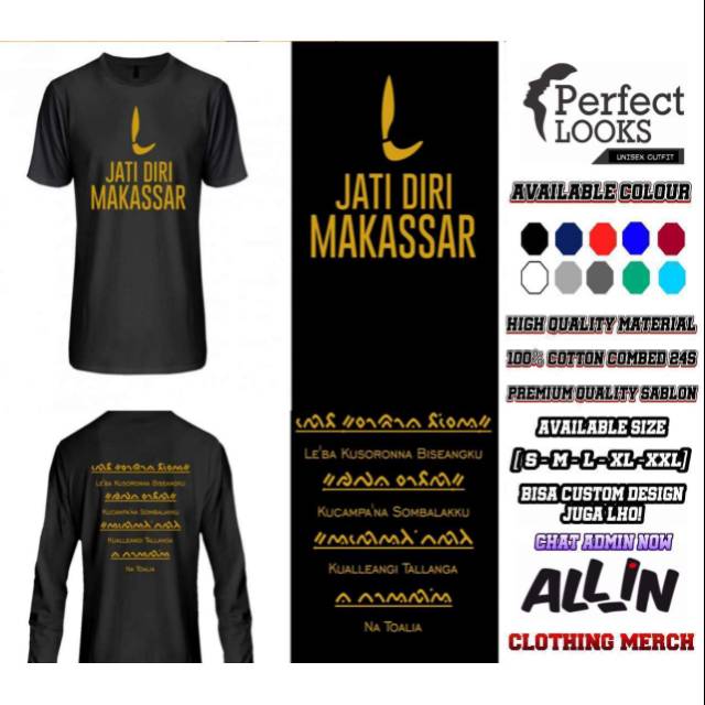 KAOS DISTRO LELAKI  SULAWESI-MAKASAR JATI DIRI MAKASAR BAJU PRIA MAKASAR KEREN