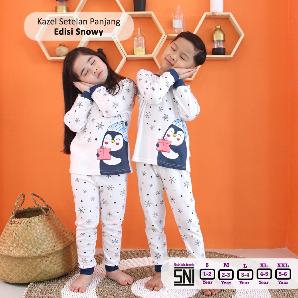 Kazel Piyama Snowy edition 1pcs Setelan Oblong Panjang Celana Panjang Anak