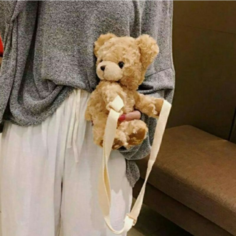 Tas Selempang Boneka Bulu Keren Beruang Merangkul Tas Selempang Bulu beruang tas bulu