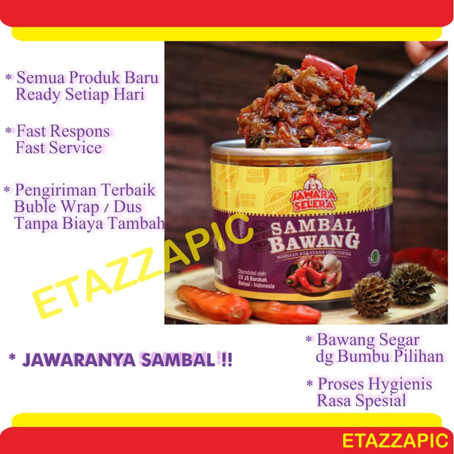 

Sambal JAWARA SELERA Sambel Bawang 135 Gram Kemasan Kaleng Pedas Brambang