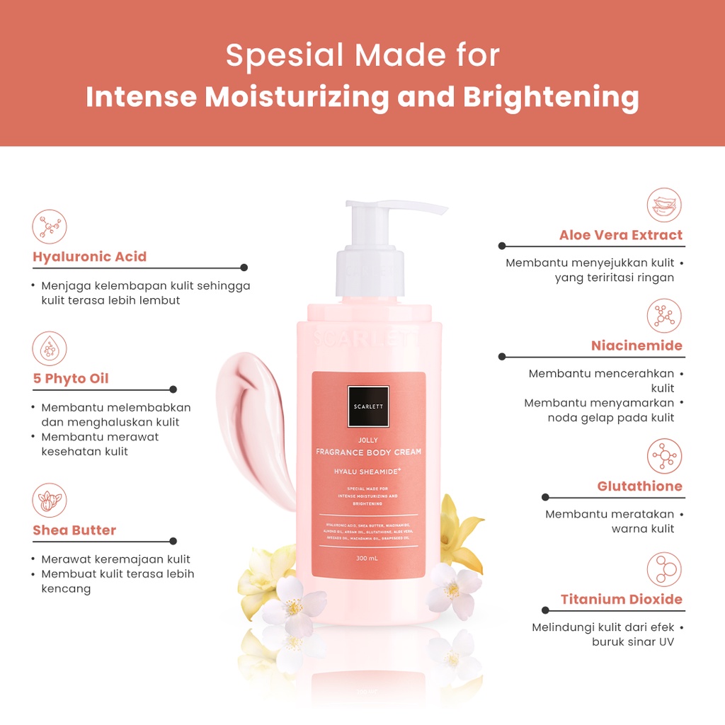 Scarlett Whitening Body Cream Jolly Twin Pack Mencerahkan dan melembabkan kulit
