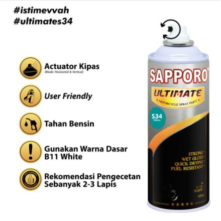 Cat Pilox Sapporo Ultimate S34 Tosca Warna Toska 400 ml