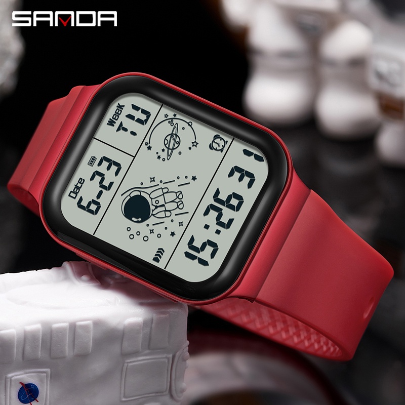 SANDA 6052 Jam Tangan Pria Wanita Digital EL Backlight Sport Watch Anti Air WATCHKITE WKOS