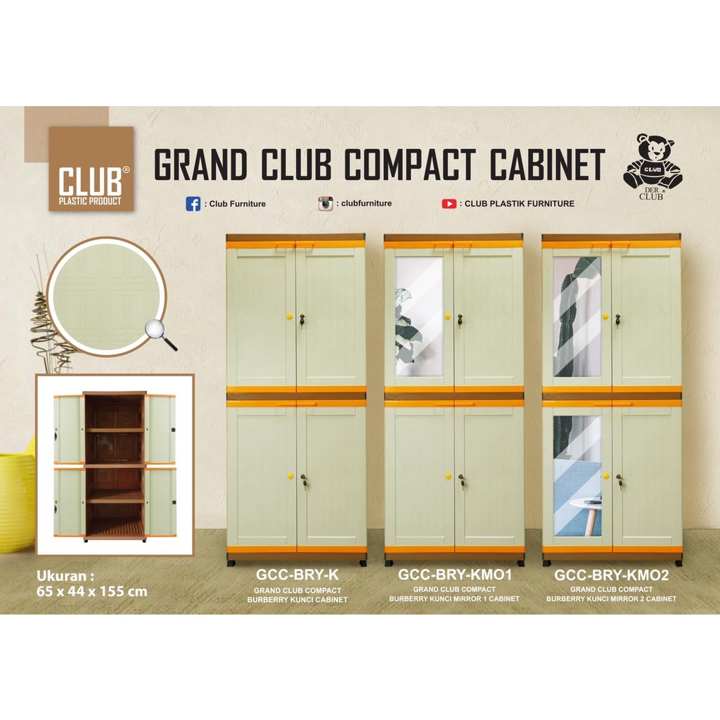 CLUB - Lemari Kunci 1 Cermin 4 Pintu / Grand Club Compact Burberry Kunci 1 Mirror 4 Tier