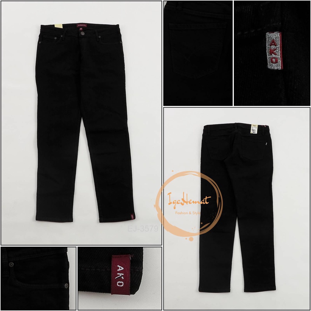 CELANA JEANS PEREMPUAN SKINNY STRETCH FIT PANJANG HITAM AKO 33-34[EJ3579]