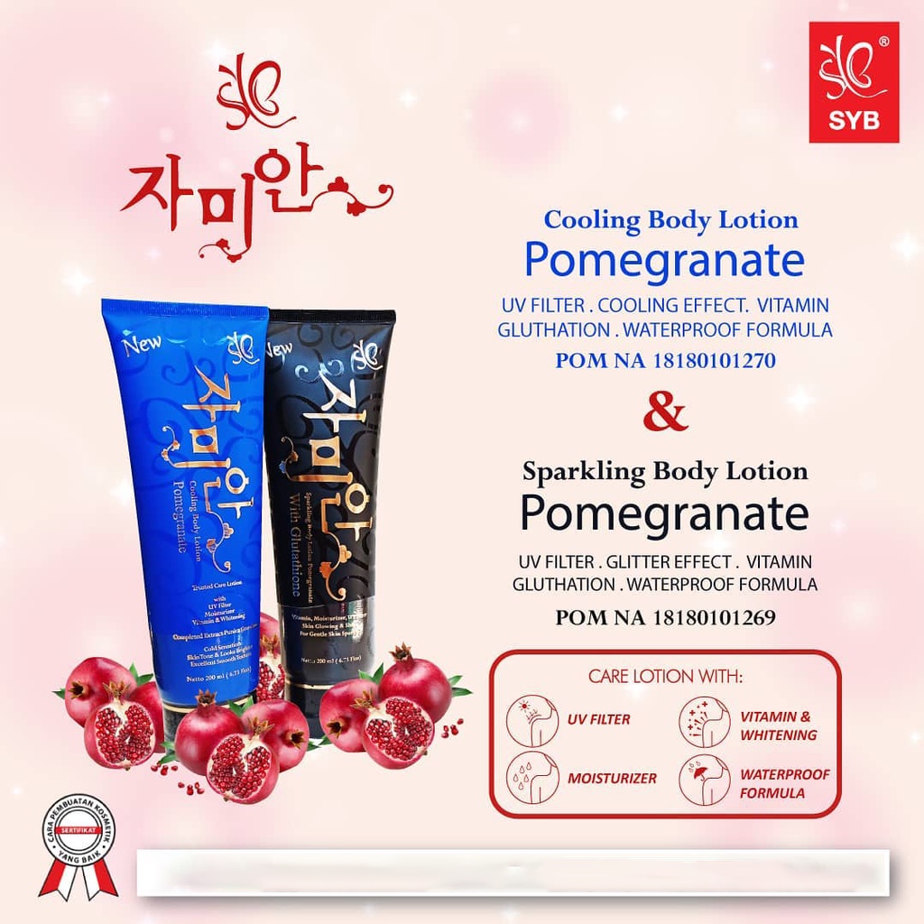 ❤ UNDER100 ❤ SYB Sparkling Body Lotion Whitening Pomegranate | Hand Body Lotion 200ml | Vitamin C | BPOM