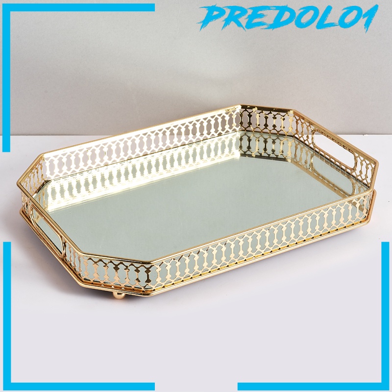 [PREDOLO1] Retro Mirrored Vanity Tray Jewelry Perfume Earring Tray Decor Storage