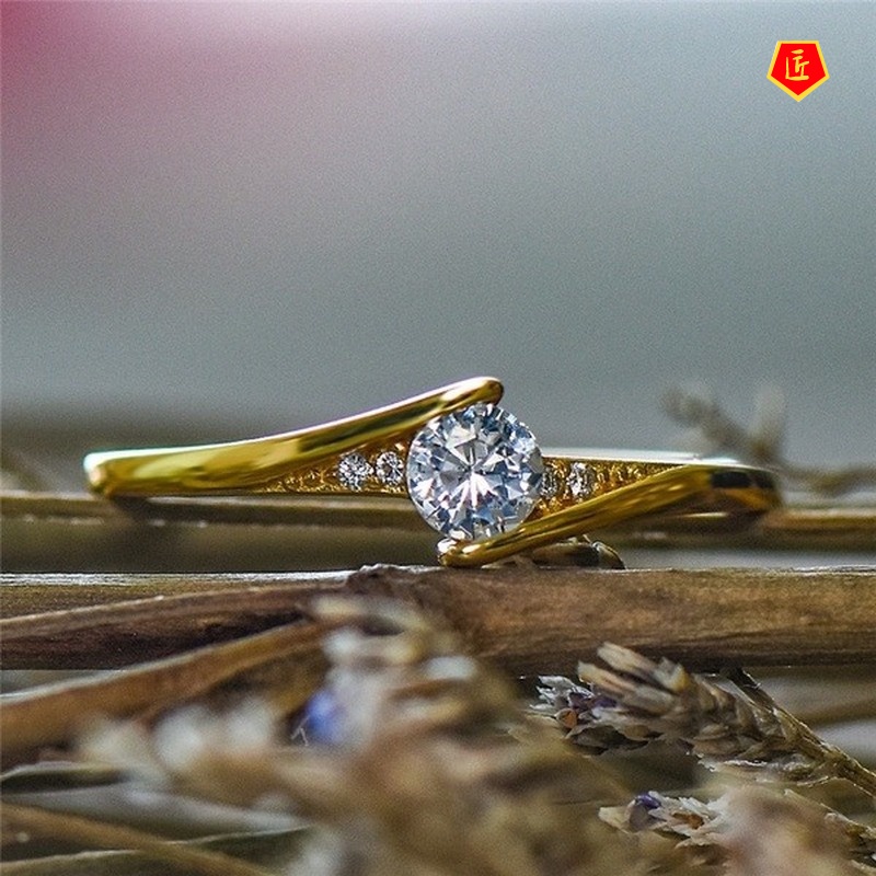 [Ready Stock]Women's Simple Moissanite Gold Ring