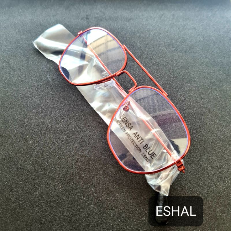Kacamata Anak Anti Radiasi Hp Komputer Laptop gaya Retro Aviator Besi-Merah