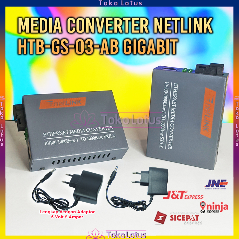 [BISA COD] HTB-GS-03 A &amp; B 1000Mbps Single Mode media converter Converter Fiber Optical