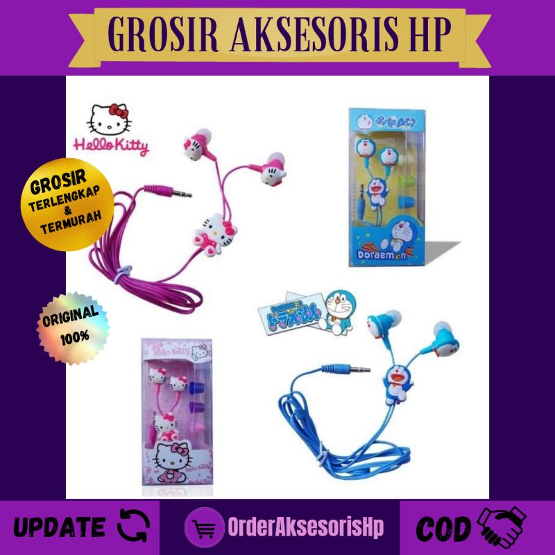 Earphone Karakter | Earphone Lucu | Earphone Hello Kitty | Earphone Doraemon | Earphone Garansi | Ea