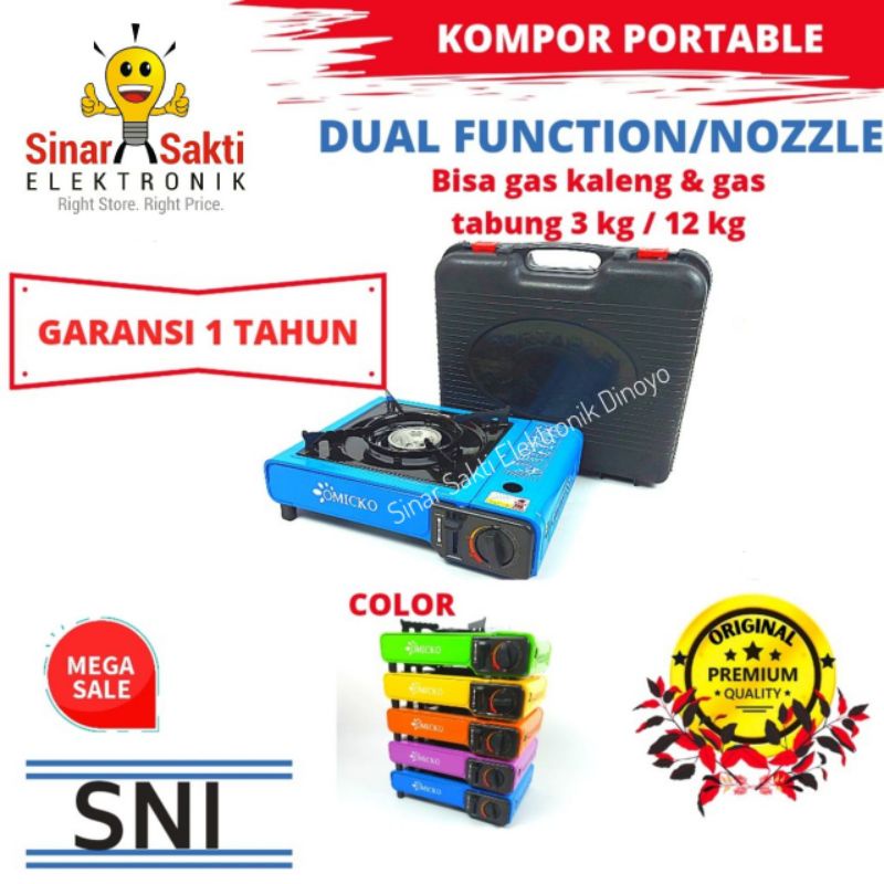 Kompor Gas Portable 2 in 1 Omicko - Kompor Kaleng Camping Piknik BBQ