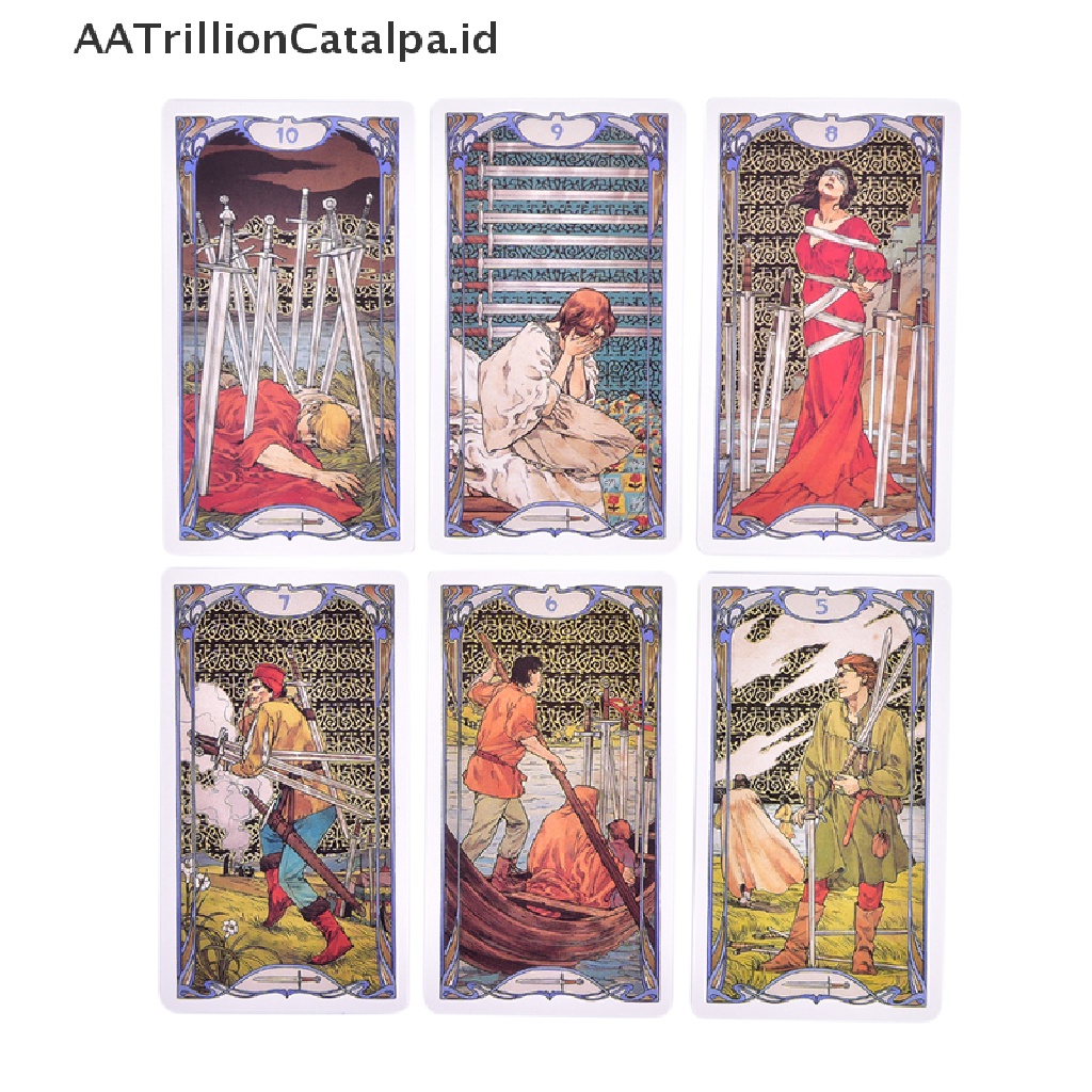 78 Kartu Tarot Nouveau Golden Art Nouveau Gaya Klasik Untuk Pemula