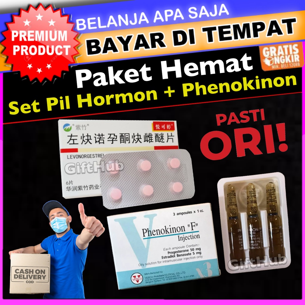 Set Pil Hormon Estrogen Cina dan Phenokinon Pemontok Wanita & Waria Original Paket Montok Hemat Mant