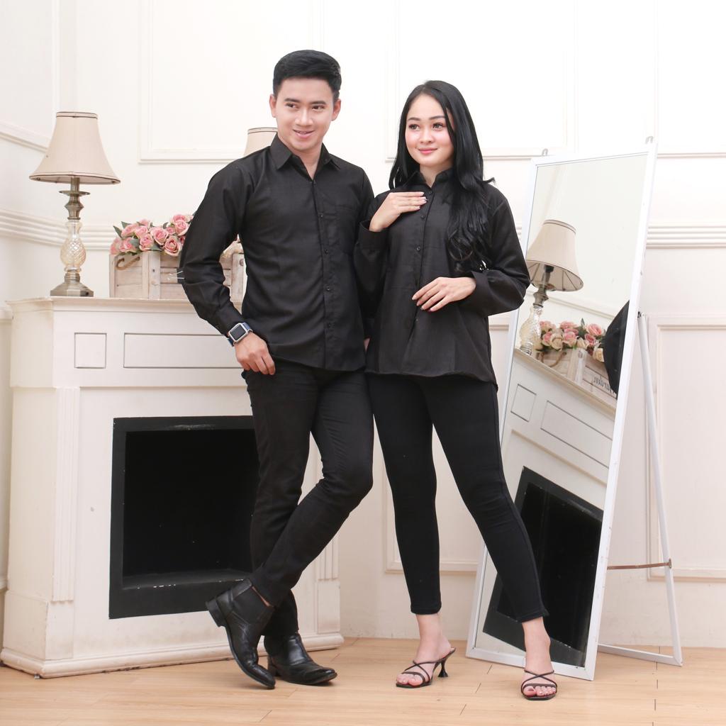 Fawlane - Kemeja Basic Polos HItam Putih Unisex cowok cewek