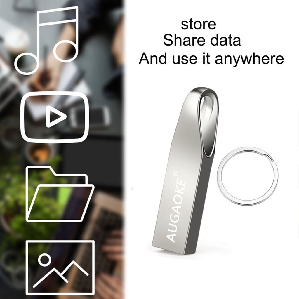 Flash Drive USB 3.0 Mini Plug and Play Bahan Logam Kecepatan Tinggi Untuk AUGAOKE 8 / 16 / 32 / 64 / 128GB