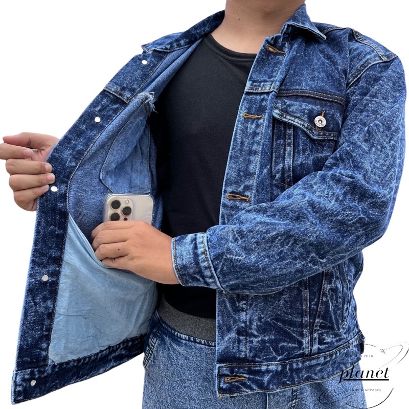 JAKET JEANS PRIA DENIM JAKET PREMIUM SANDWASH JAKET KANTONG SAKU DALAM KEKINIAN WARNA DARK GREY