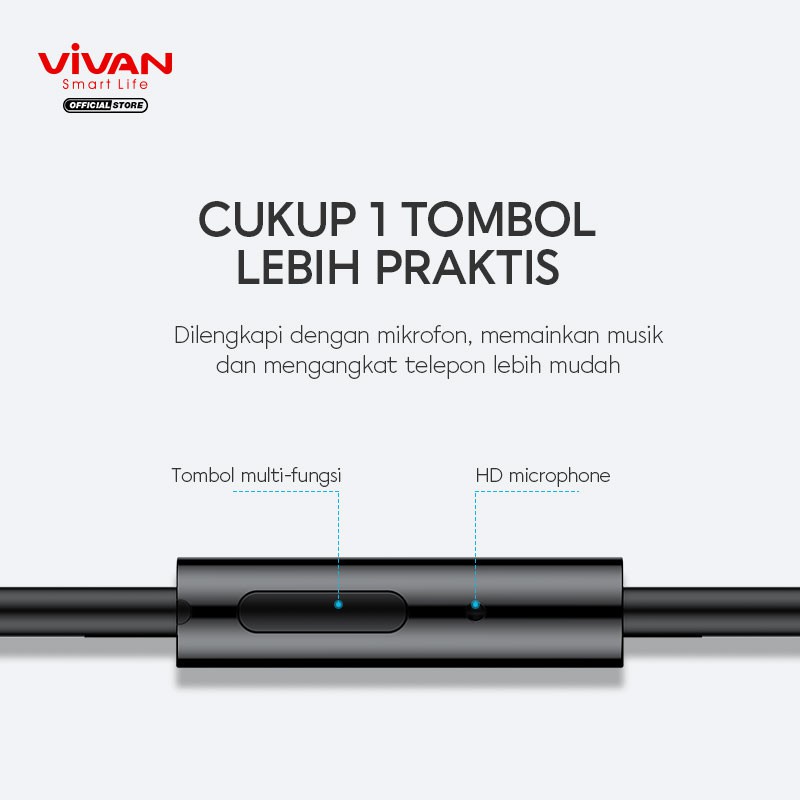 Headset VIVAN Q11s Earphone Bass In Ear Metal Wired Stereo AUX 3.5 mm Semua Type Smartphone - Garansi Resmi 1 Tahun