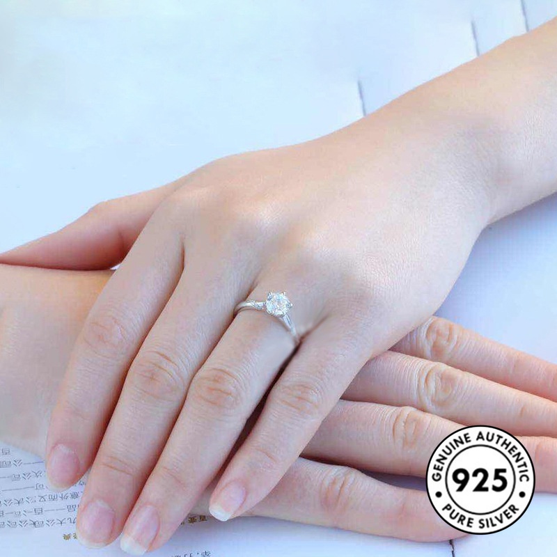 Cincin Berlian Bahan S925 Silver Untuk Wanita