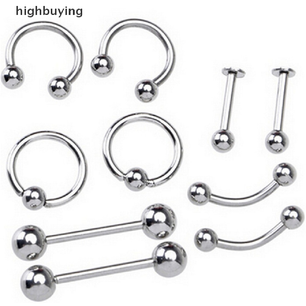 Hbid 60 / 85PCS Anting Tindik Lidah / Alis / Hidung / Perut Bahan Stainless Steel