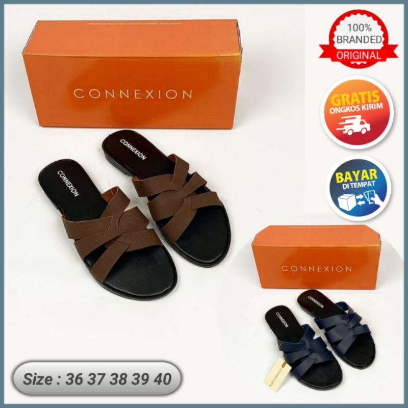 Sandal Slop Connexion Original Brand Matahari Sendal Selop Teplek Wanita Slip Flat Casual Murah