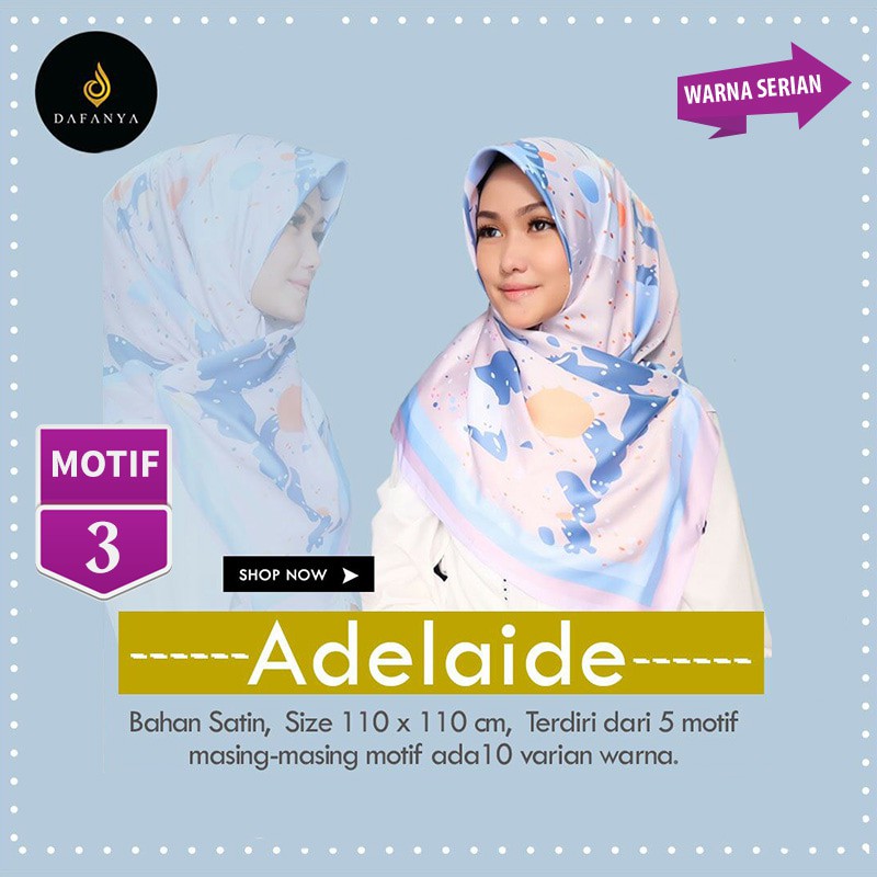 Jilbab Segiempat Adelaide Satin Motif 3 By Dafanya Hijab Square Scraf